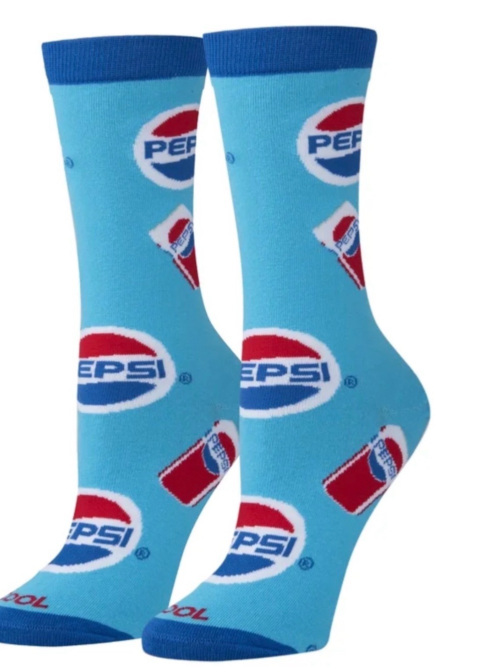 Pepsi Bright Blue Logo Crew Socks Medium NWT